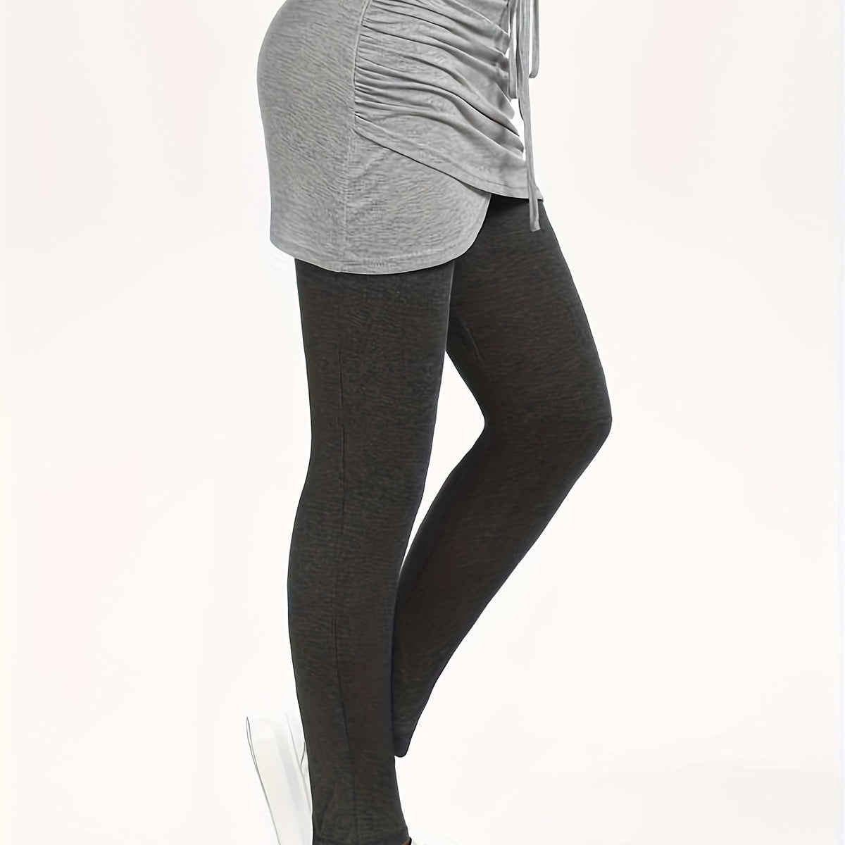 Colorblock Drawstring Skirt Pants Casual Slim Pants for Women