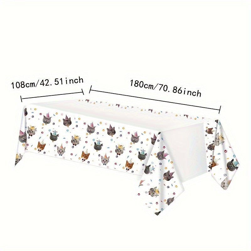 Cat Paw Print Plastic Tablecloth for Pet Themed Party