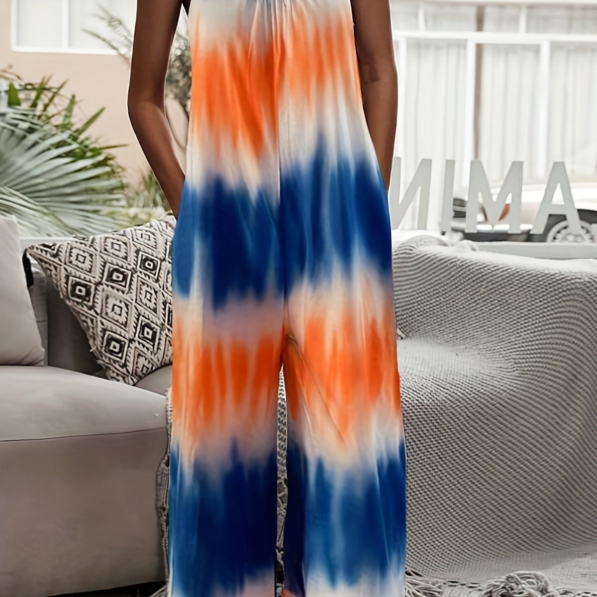  Tie Dye Cami Jumpsuit with Pockets