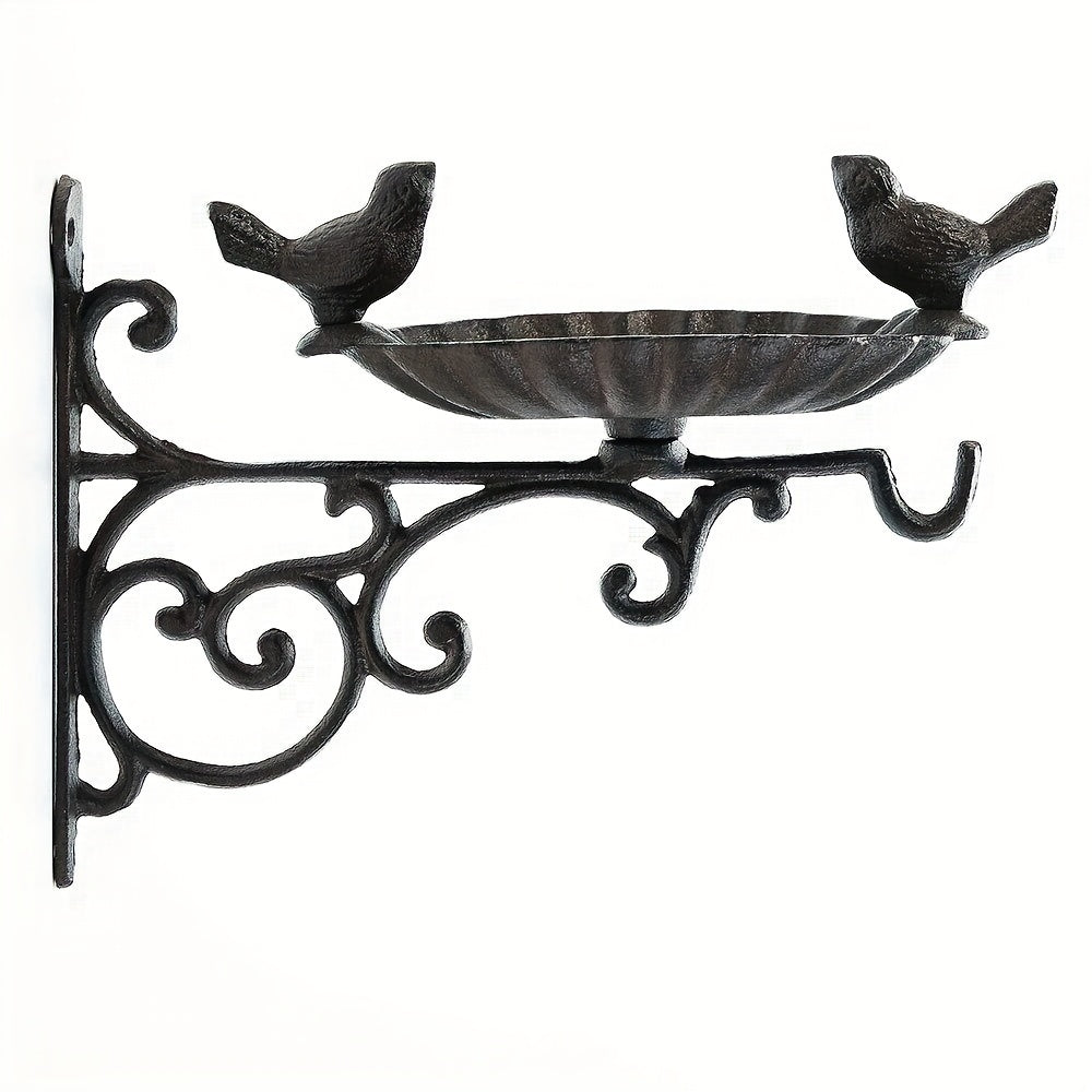 Heavy Duty Cast Iron Bird Feeder & Bath Vintage Wall Mount Hanger