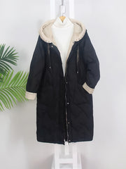 Long Puffer Coat Hooded Winter Jacket Plus Size