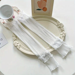 Breathable Ice Sleeves Lace Ruffles UV Protection Arm Sleeves