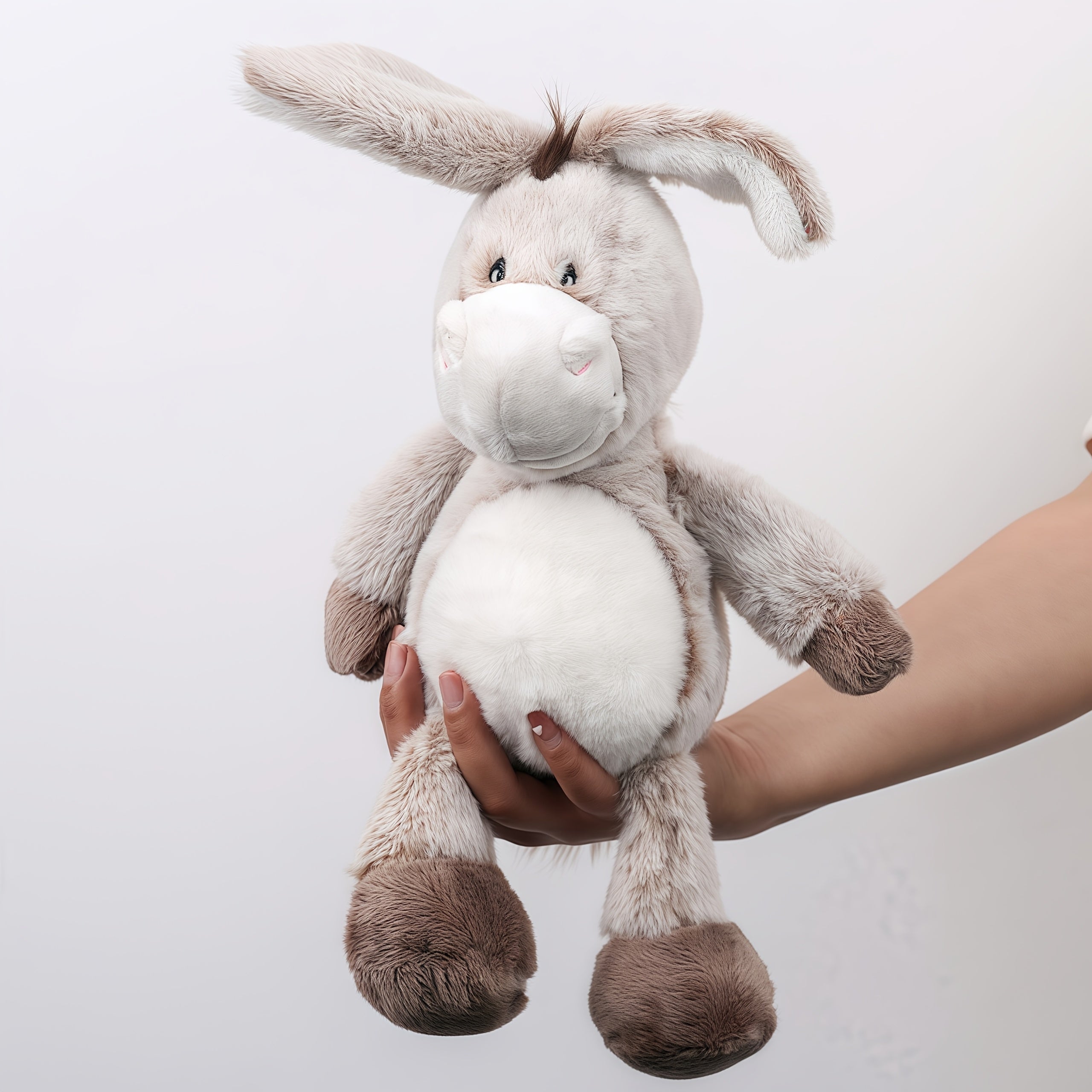 Grey Donkey Plush Stuffed Animal Soft Hugging Donkey Doll