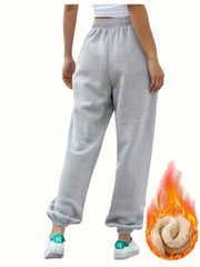 Women's Plus Solid High Rise Joggers With Pockets