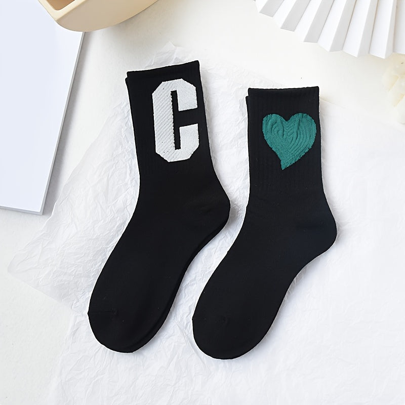 5 Pairs Letter Print Socks Mid Tube Women's Stockings