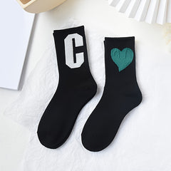 5 Pairs Letter Print Socks Mid Tube Women's Stockings
