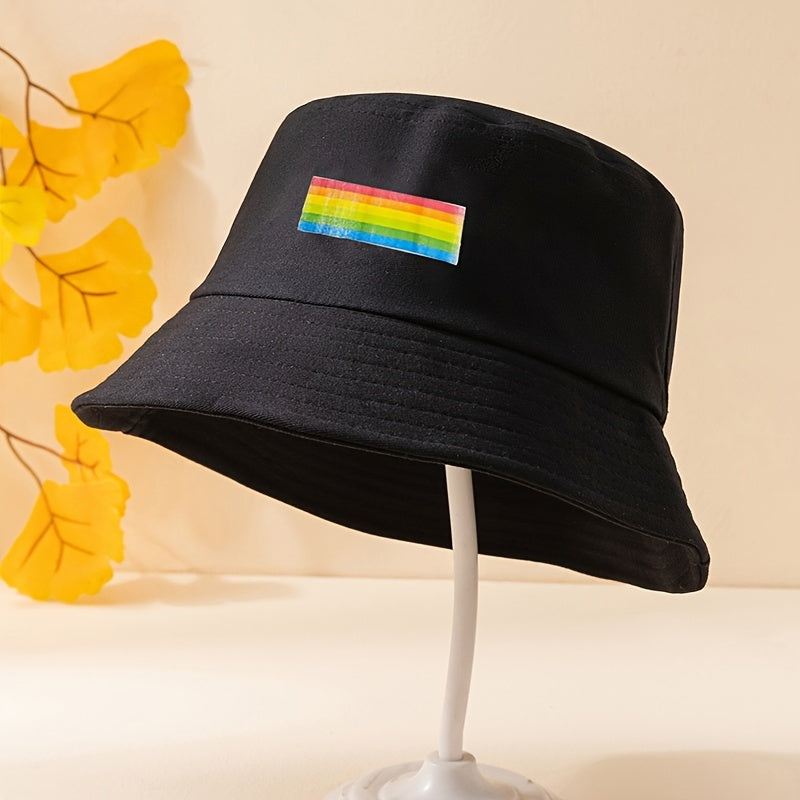 Rainbow Stripe Print Bucket Hat Sunshade Casual Fisherman Hat LGBT Pride