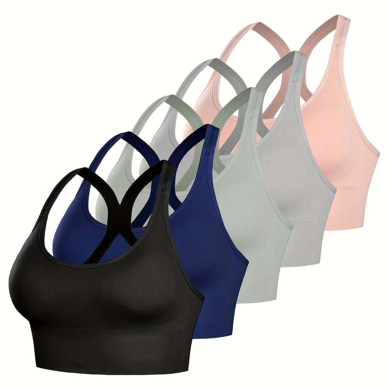 5pcs Sports Bras Cut Out Breathable Push Up Shockproof Women's Lingerie