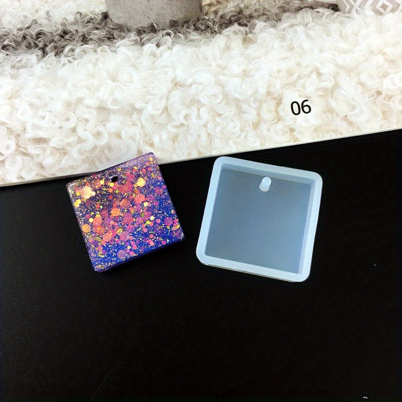 Silicone Oval Square Crystal Gemstone Pendant Mold DIY Resin Casting Epoxy Mold