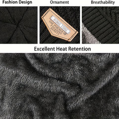 Winter Warm Windproof Hat Touch Screen Gloves Knitted Neck Cover Set
