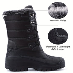 Women's Mid Calf Waterproof Snow Boots Faux Fur Lined