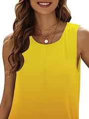  Ombre Keyhole Back Round Neck Tank Romper