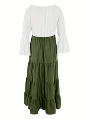  Bell Sleeve Corset Maxi Dress