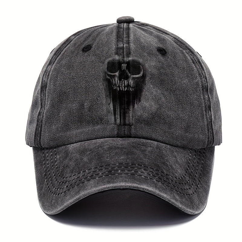Skull Printed Vintage Baseball Cap Distressed Cotton Dad Hat Unisex Adjustable