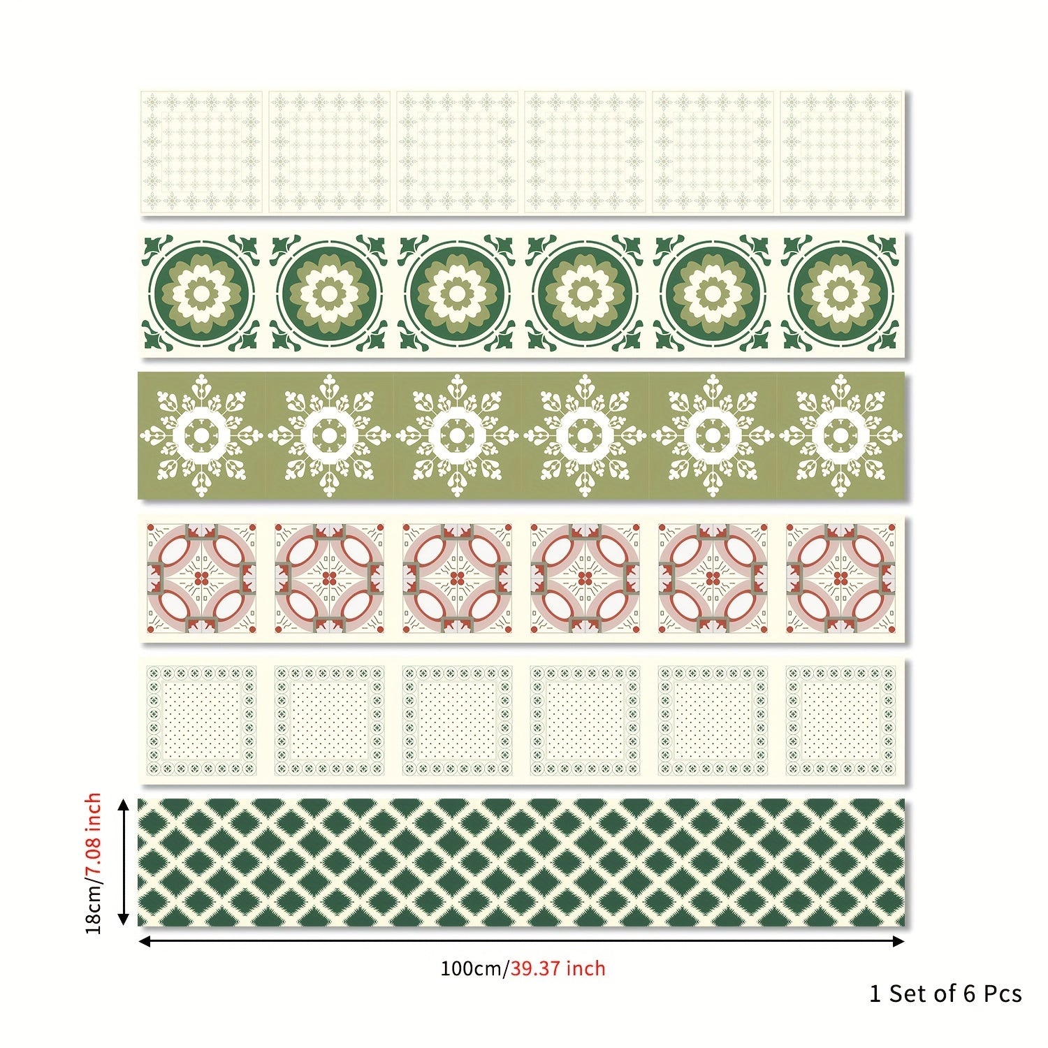 6pcs Vintage Flower Tile 3D DIY Wallpaper - Removable & Easy to Install