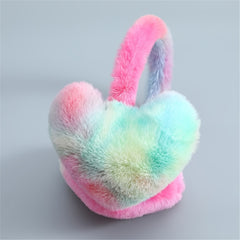 Women's Heart Shaped Plush Earmuffs - Winter Outdoor Use