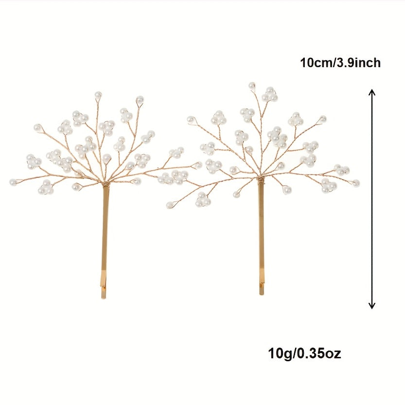 2pcs Faux Pearl Hair Clip Women's Headwear Wedding Bridal Hairpin