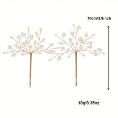 2pcs Faux Pearl Hair Clip Women's Headwear Wedding Bridal Hairpin