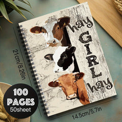 Cow Theme Spiral Notebook for School & Office Use