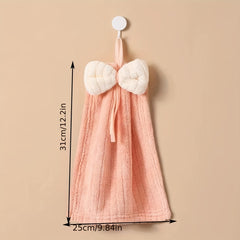 2pcs Bow Hanging Towel Soft and Absorbent for Quick Drying Hands & Dishes