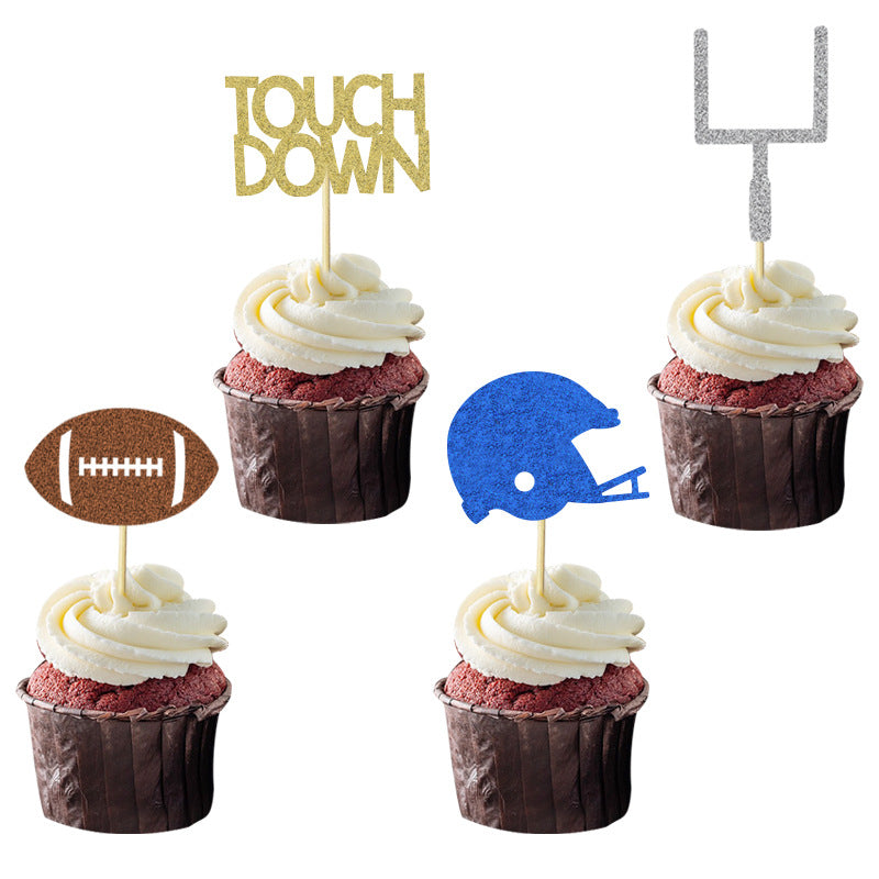 12pcs American Football Helmet Cake Insert Party Supplies
