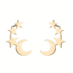 Men's Stainless Steel Stars & Moon Pattern Earrings
