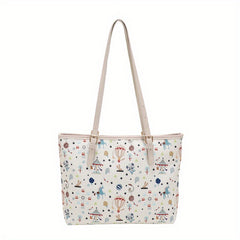 Cartoon Print Tote Bag Large Capacity Shoulder Bag Women's Handbag