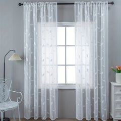 Leaf Pattern Curtains Embroidered Tulle Sheer Curtain
