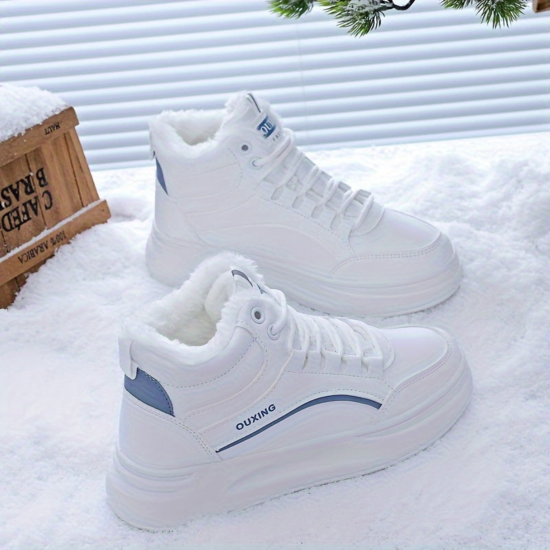 Women's Winter Sneakers Fleece Lining High Top Outdoor Casual Platform Shoes