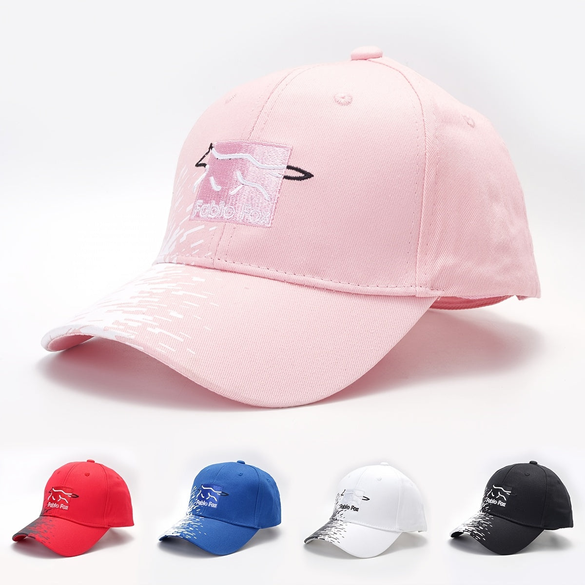 Fox Patch Baseball Cap Solid Embroidery Adjustable Cotton Sun Hat
