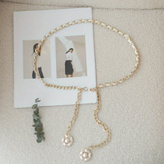 Camellia Pendant Chain Belts Silver Metal Chain Dress Decoration Waist Chain