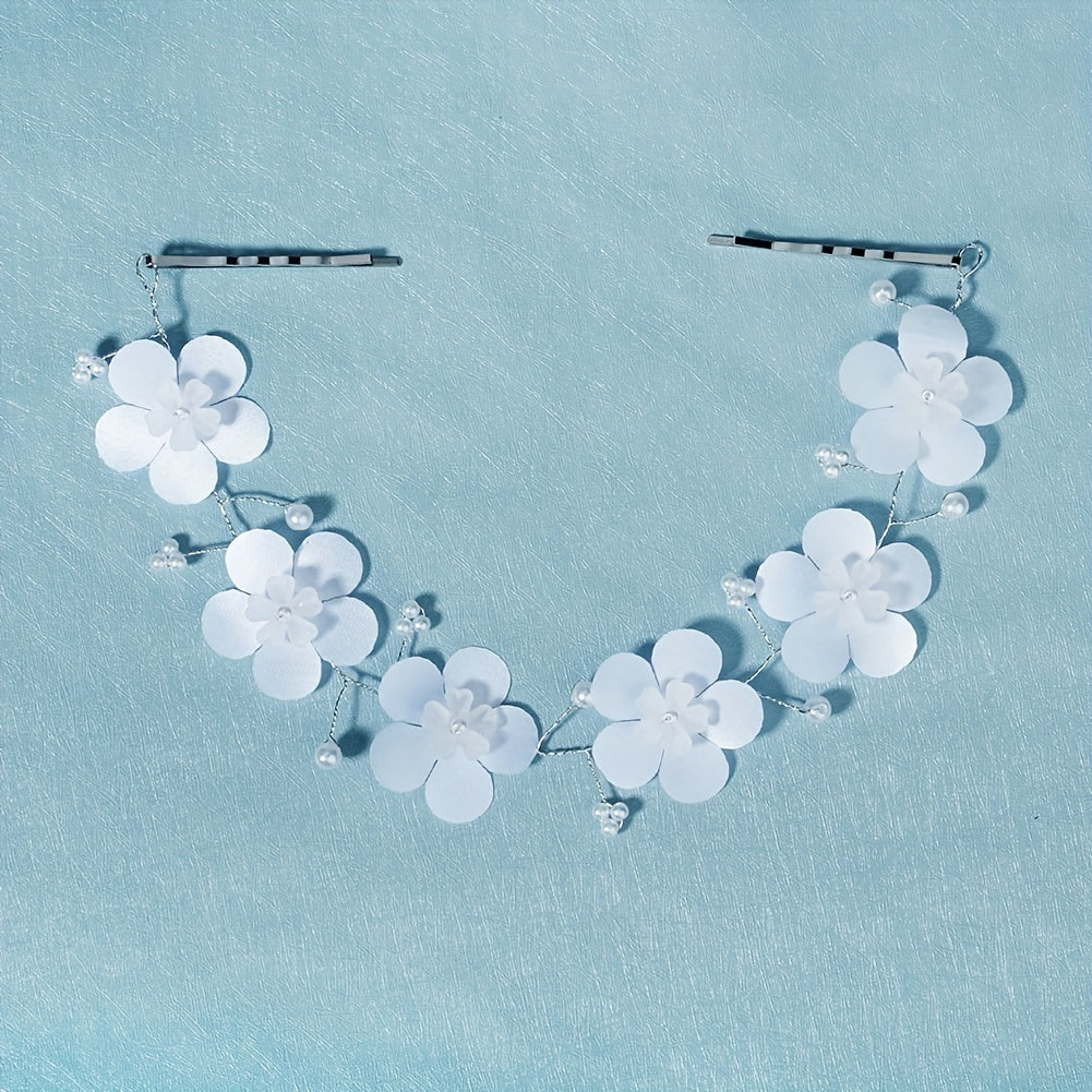 Flower & Pearl Hair Clip Minimalist Headband Bridal Wedding Accessory