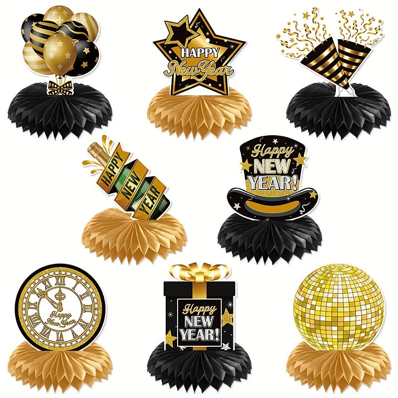 8pcs Happy Year Balloon Honeycomb Ornaments Birthday Party Decor