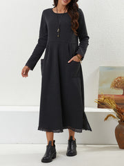  Lace Sleeve Maxi Dress with Pockets