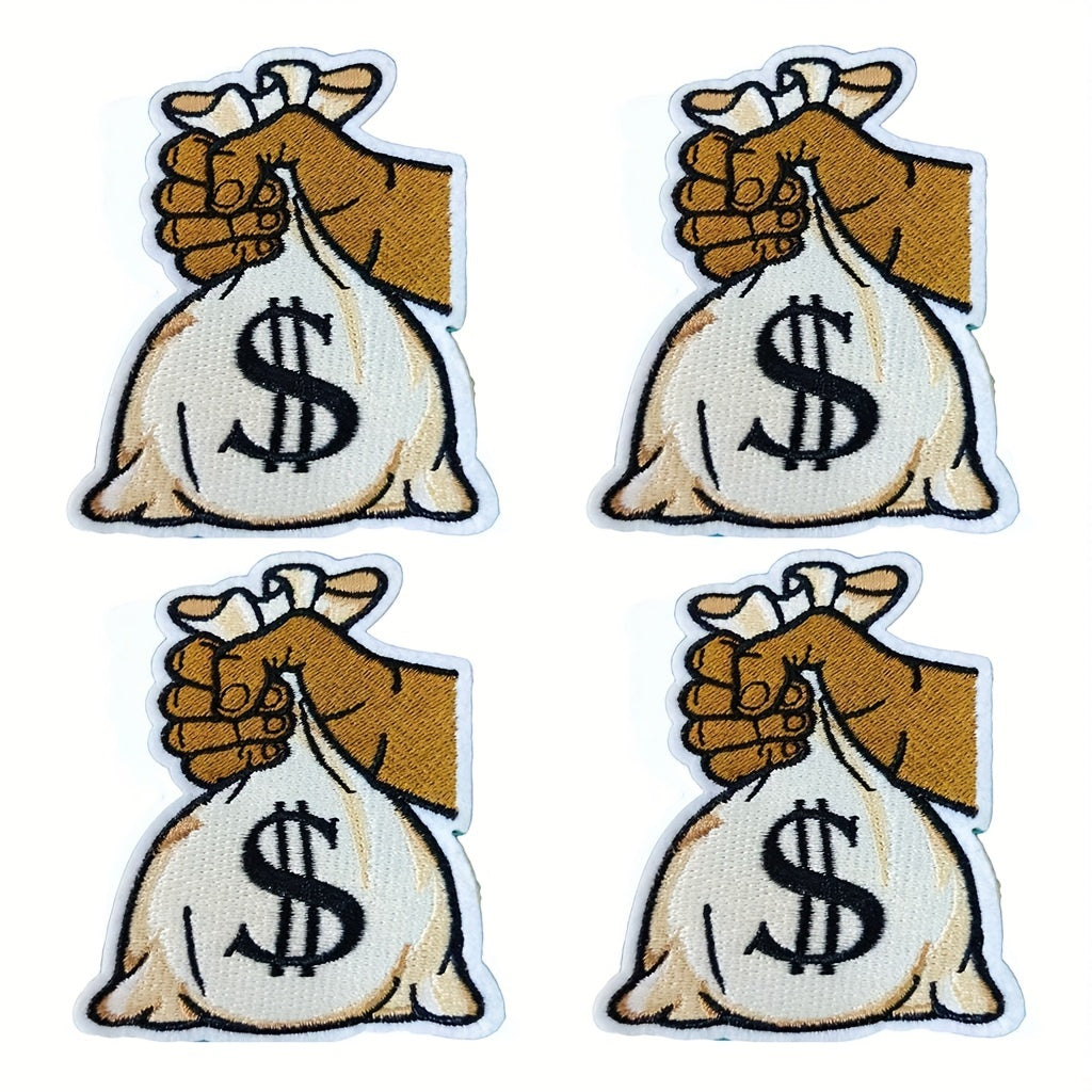 Money Bag Pattern Patches Embroidery Cloth Stickers DIY Decoration