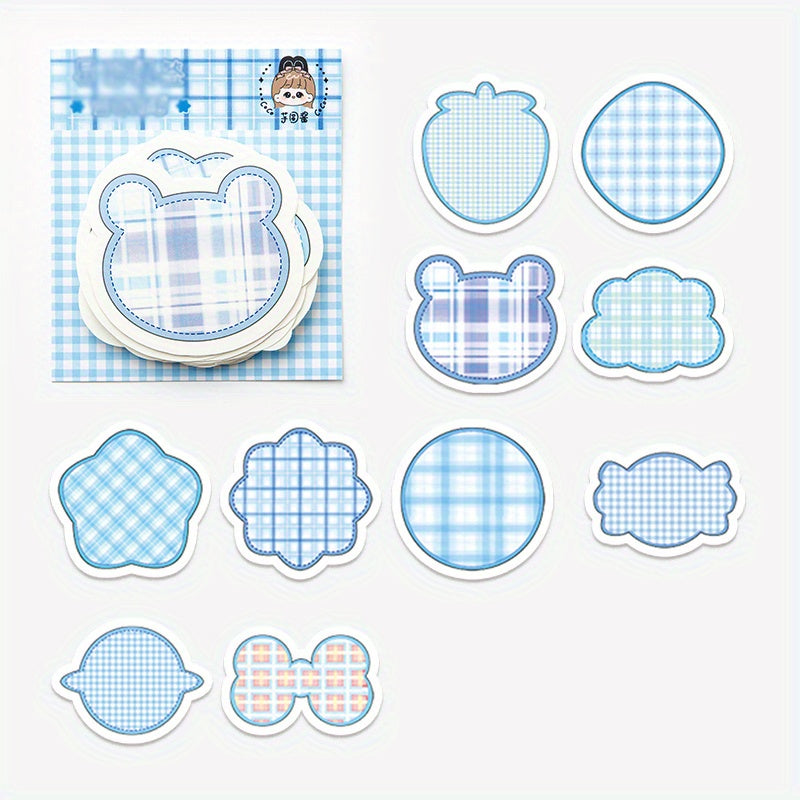 100 Sheets Cartoon Shaped Note Paper Plaid Stripes Memo Paper