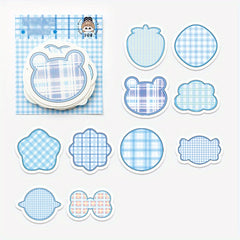 100 Sheets Cartoon Shaped Note Paper Plaid Stripes Memo Paper