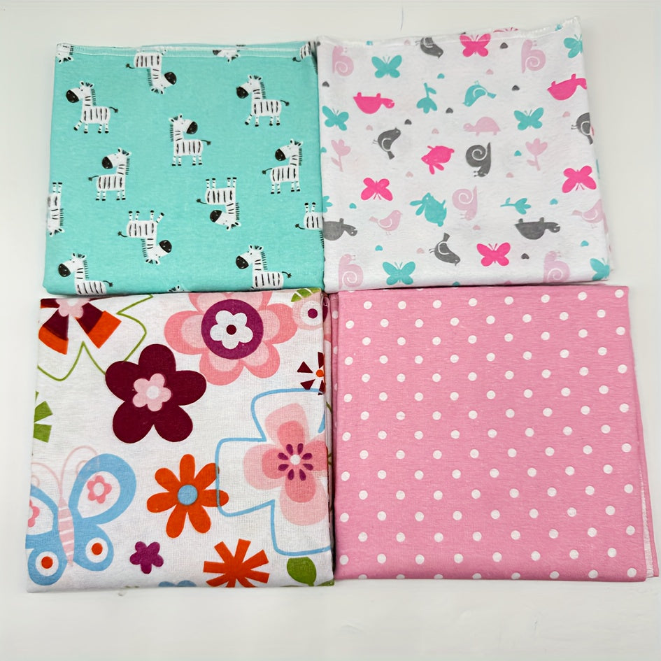 4pcs MIIYOUNG Blanket Square Printed Polyester Fiber Woven Mixed