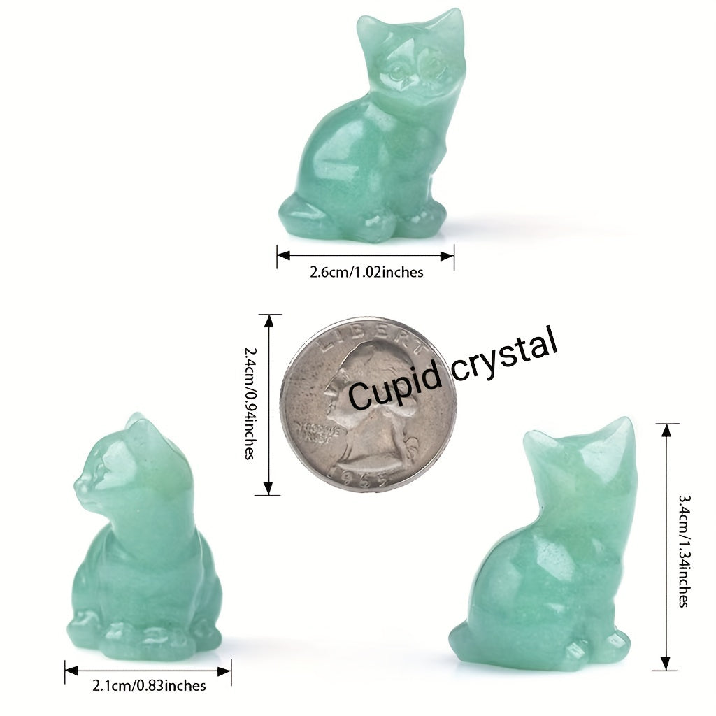 1pc Crystal Carved Cat Pocket Gift Healing Stone Moonsto
