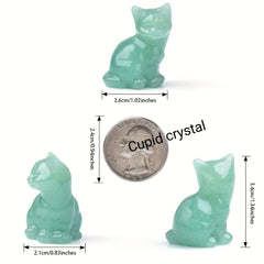1pc Crystal Carved Cat Pocket Gift Healing Stone Moonsto
