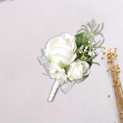 Wrist Corsage & Boutonniere Set for Wedding