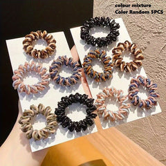 5PCS Braided Elastic Spiral Hair Rings Headwear Random Mixing