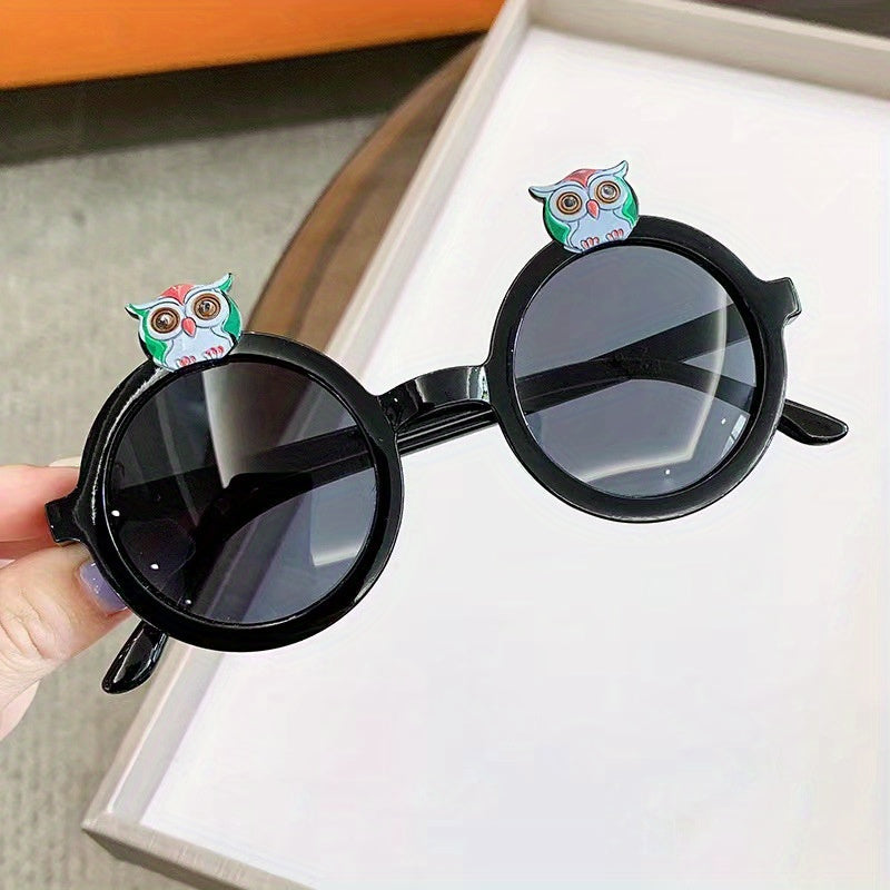 Youth Owl Round Frame Sunglasses Sun Protection Decorative Accessory