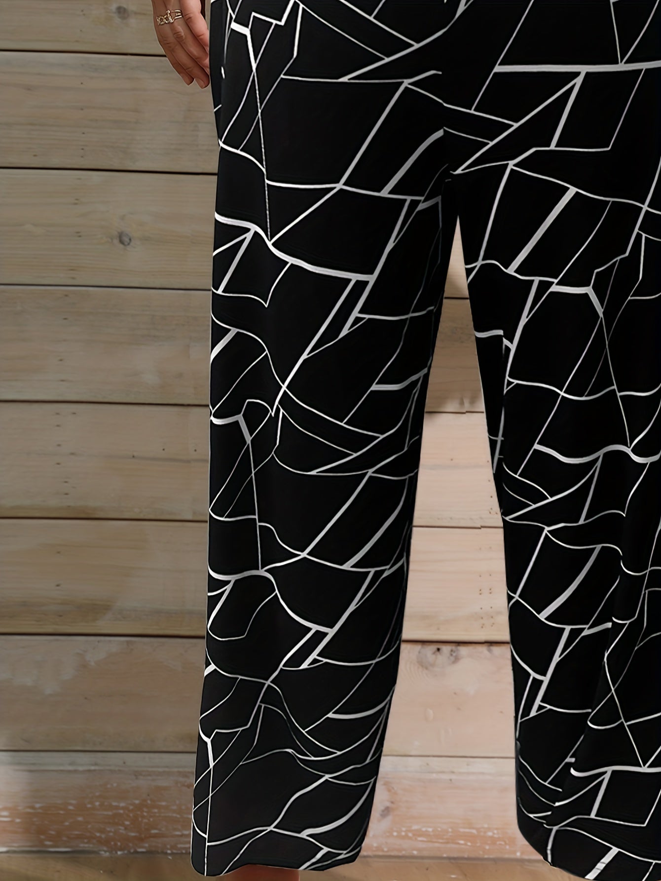  Formal Pants Women's Plus Random Print High Rise Straight Leg