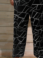  Random Print High Rise Straight Leg Suit Pants