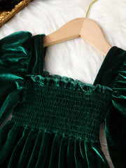 Velvet Long Sleeve Princess Party Dress for Girls