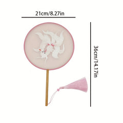 Embroidery Round Fan Retro Handheld Fan Chinese Style Prints Fan