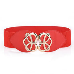 Women Stretchable Elastic Waist Belt with Heart Buckle