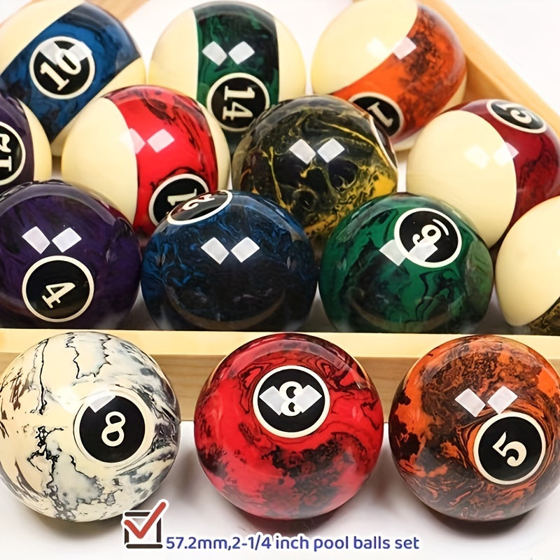 16pcs Marbled Billiard Ball Standard Size Pool Table Balls