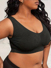 3 Pack Plus Size Sports Bras Set Women's Plus Solid Seamless Breathable Yoga Bra